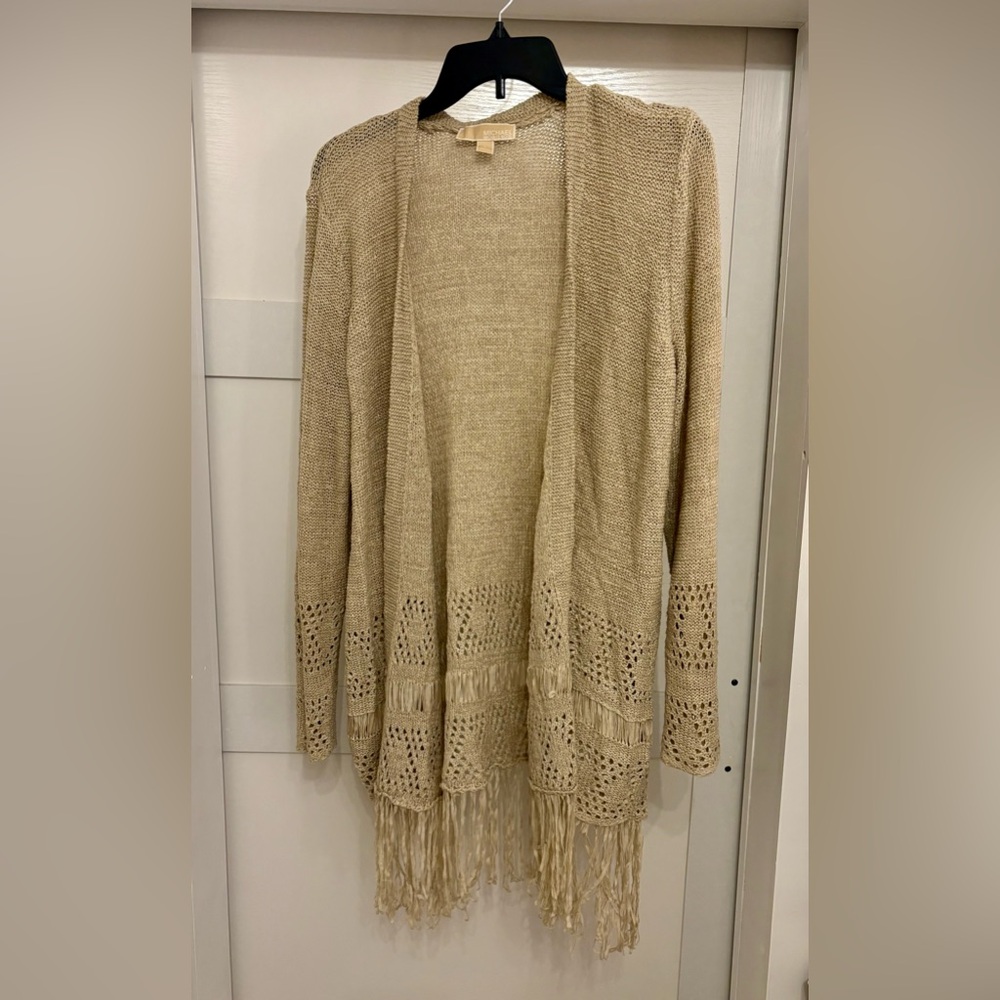 Michael Kors Beige Open-Front Cardigan